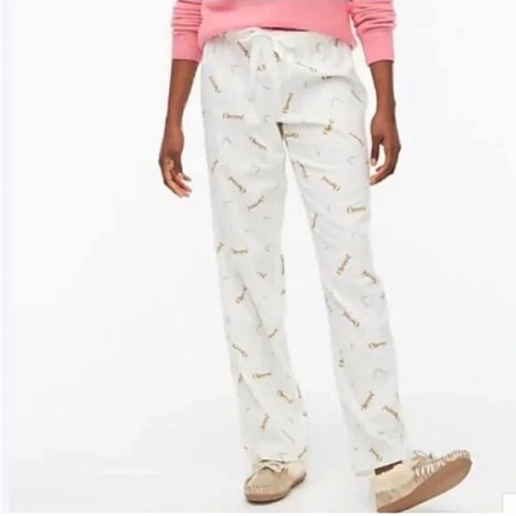 J. Crew White “Cheers” Printed Flannel Pajama Pants - Picture 12 of 13